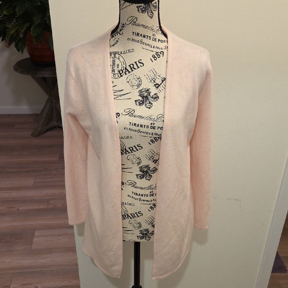 Garnet Hill Light Pink Open-Front Cardigan